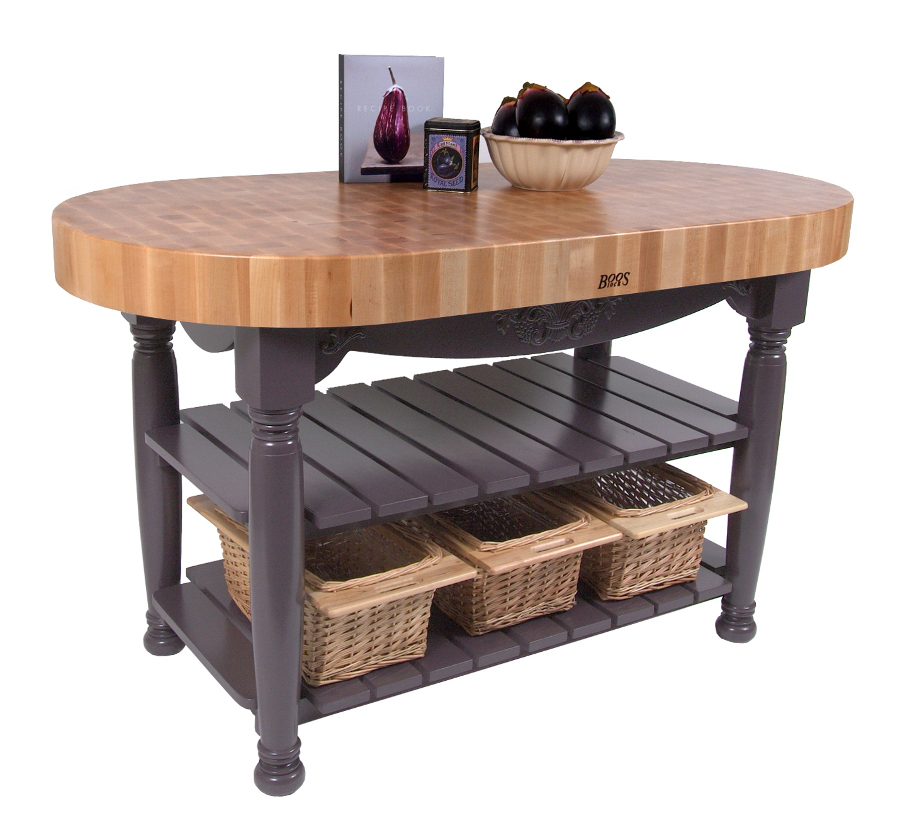 John Boos Harvest Table Oval Butcher Block Island